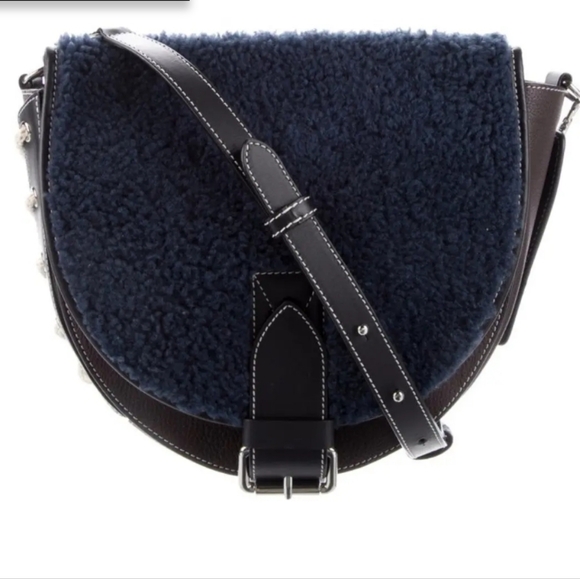 JW ANDERSON Navy Shearling Bag - Picture 7 of 16